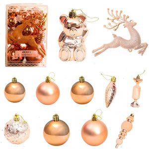 Catzon 30 Pcs Christmas Ornaments Matte Shiny Assorted Shape Shatterproof Balls for Xmas-Champagne