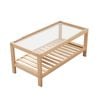 Lauft Solid Wood Coffee Table Modern Glass Center Table Side End Storage Table