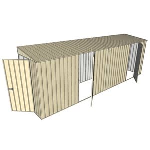 Build-A-Shed 1.2 x 6.0 x 2.0m Tunnel Shed Tunnel Hinged Door with 2 Hinged Side Doors - Cream