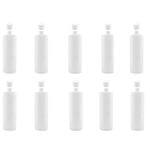 10x 500ml Clear HDPE Round Bottle + 28/410 Caps - Empty Plastic Food Storage