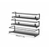 Spice Rack Organiser 4 Pack 2 Size Hanging Wall Metal Kitchen Shelf No Drilling, Black