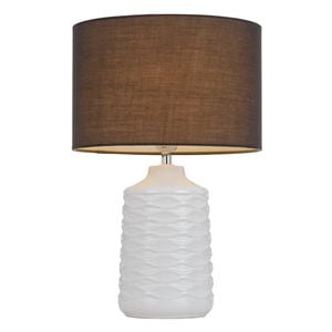 Telbix Agra Modern Table Desk Lamp Light Fabric Ceramic Grey White Gloss