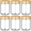 Fohoa 6 Pack 16oz Clear Glass Jars With Bamboo Lids