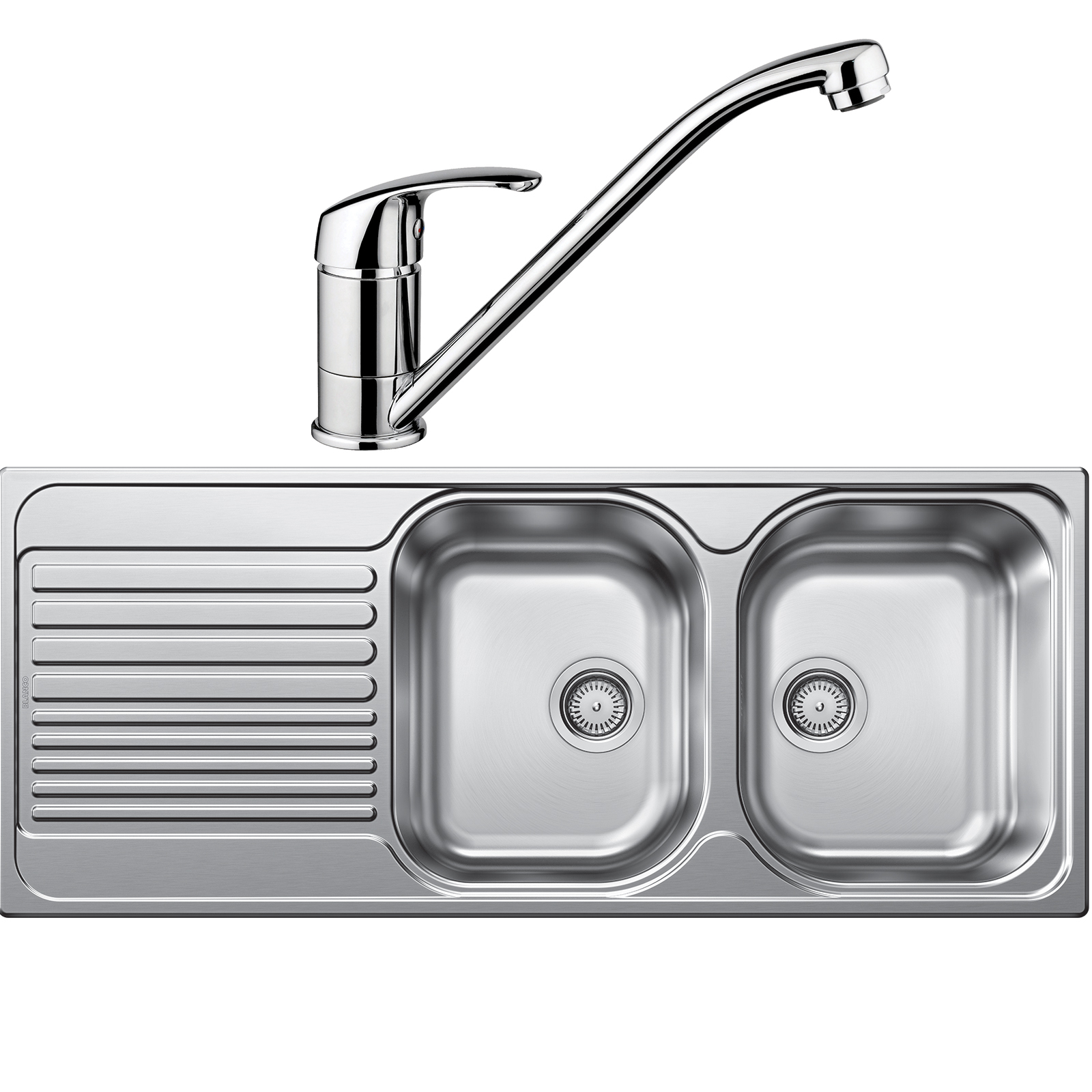 Blanco 80cm Stainless Steel Right Hand Double Bowl Sink Pack product image