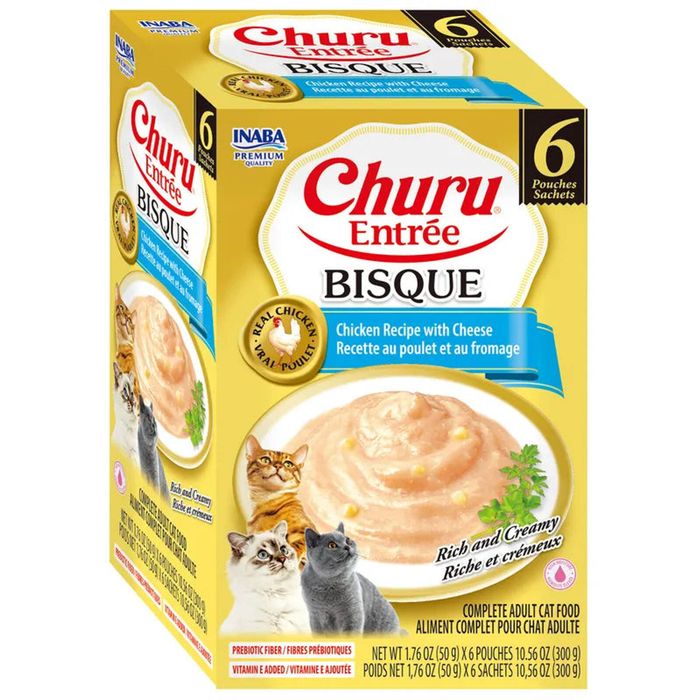 Inaba Churu Entree Bisque Chicken with Cheese Wet Cat Food 6 x 50g
