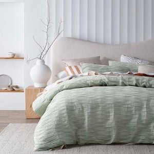 Vintage Design Homewares Queen Light Slate Grey Malvern Sage Cotton Quilt Cover Set