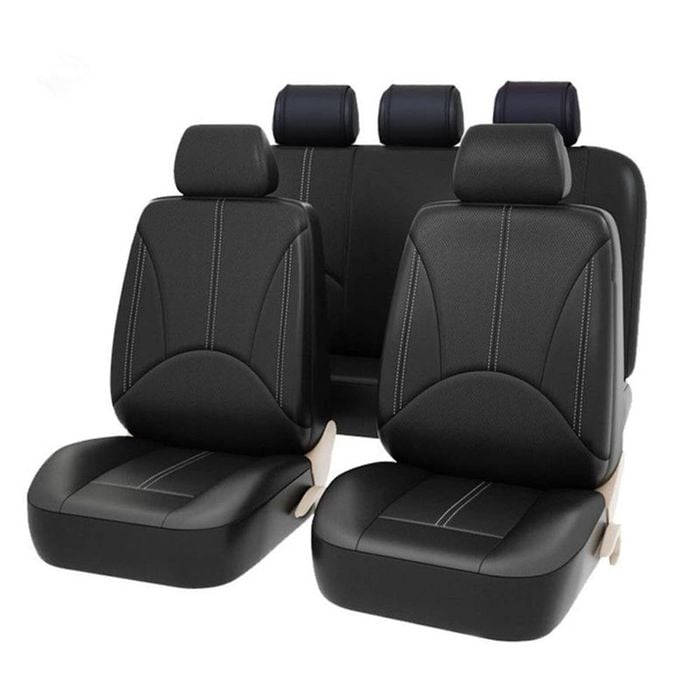 Catzon Car Seat Cover Full Set Anti-slip Breathable Leather-black