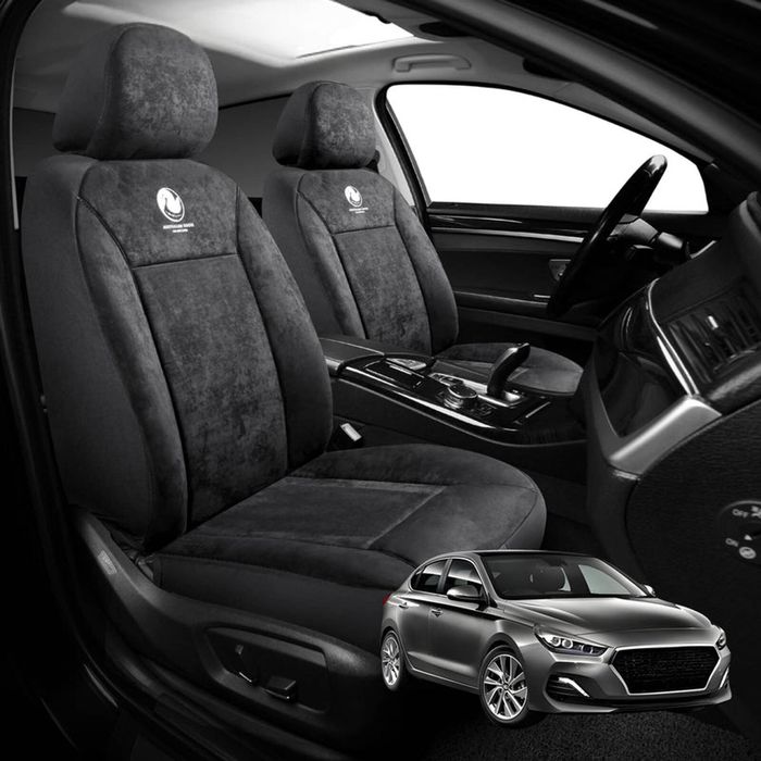 Australian Goose Edition Front Seat Covers for Hyundai i30 2017 - Current (Sedan) - Suede, Universal Fit - Black
