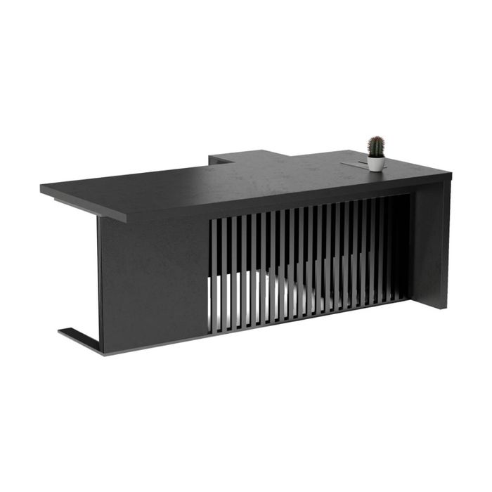Modern Furniture AFTAN 180cm Black Executive Desk - Black Concrete