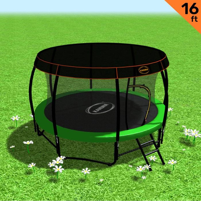 Kahuna Trampoline 16 ft with Roof - Green
