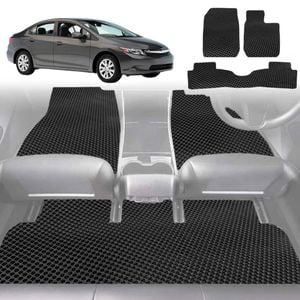 6D Diamond Car Floor Mats for Honda Civic 2006-2012-Full Set-Black-Outback GT