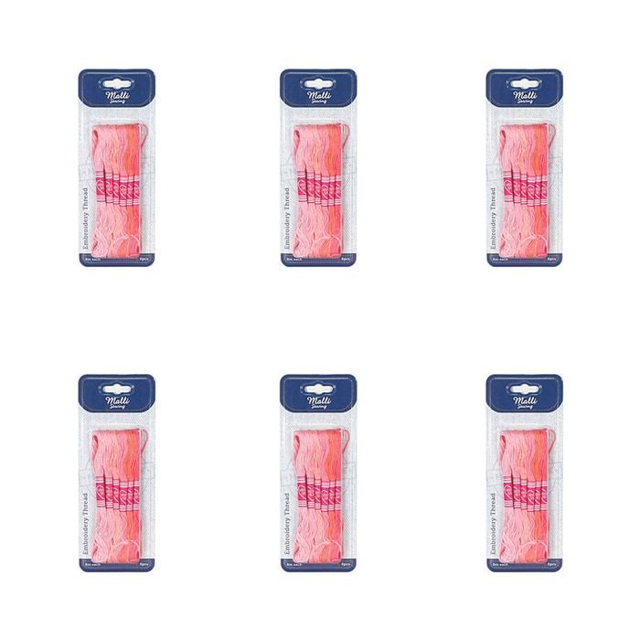 6x 6pc Malli Pink 8m  Sewing Embroidery Cross-stitch Thread