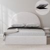 Arch Boucle Fabric Double White Gas Lift Storage Bed Frame