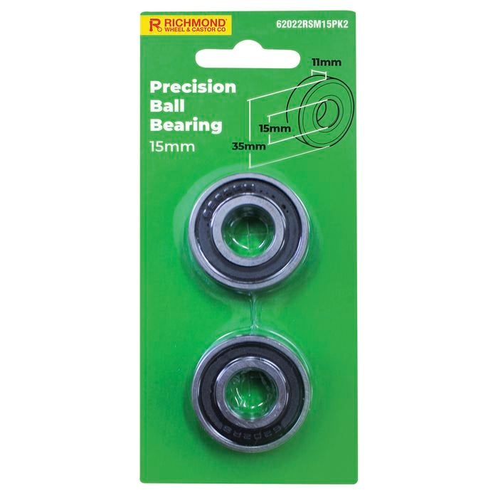 Richmond 35 x 15 x 11mm Rubber Sealed Precision Bearing - 2 Pack