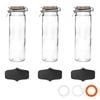 Argon Tableware 3x Glass Spaghetti Jar & Labels Set - 2l/70.3oz 4 Colour Seals Airtight Kitchen Storage Container Preserving Jar