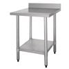 Vogue Stainless Steel Prep Table With Splashback And Undershelf 600x600x900mm Commercial Kitchen Workbench T379