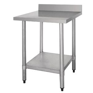 Vogue Stainless Steel Prep Table With Splashback And Undershelf 600x600x900mm Commercial Kitchen Workbench T379