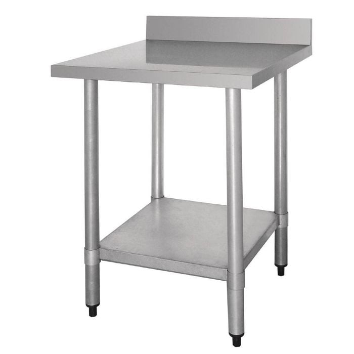 Vogue Stainless Steel Prep Table With Splashback And Undershelf 600x600x900mm Commercial Kitchen Workbench T379