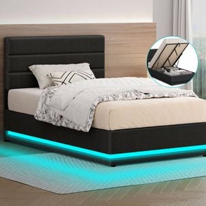 Alfordson Bed Frame King Single Rgb Led Gas Lift