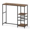 Costway Long Bar Table Dining Table W/wine Racks Behind Couch