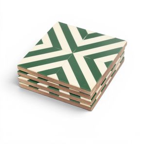 Green Geometric Resin Coasters (set Of 4)