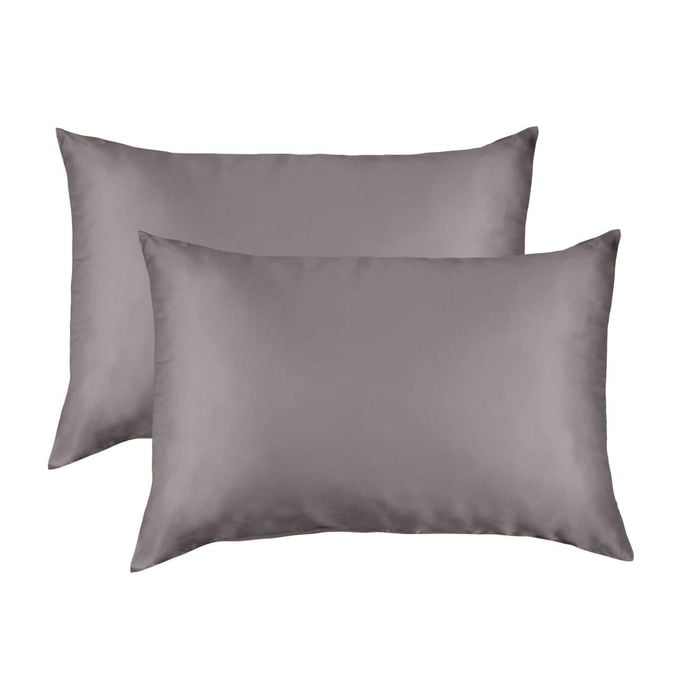 Royal Comfort Mulberry Soft Silk Pillowcase Twin Pack Charcoal Standard