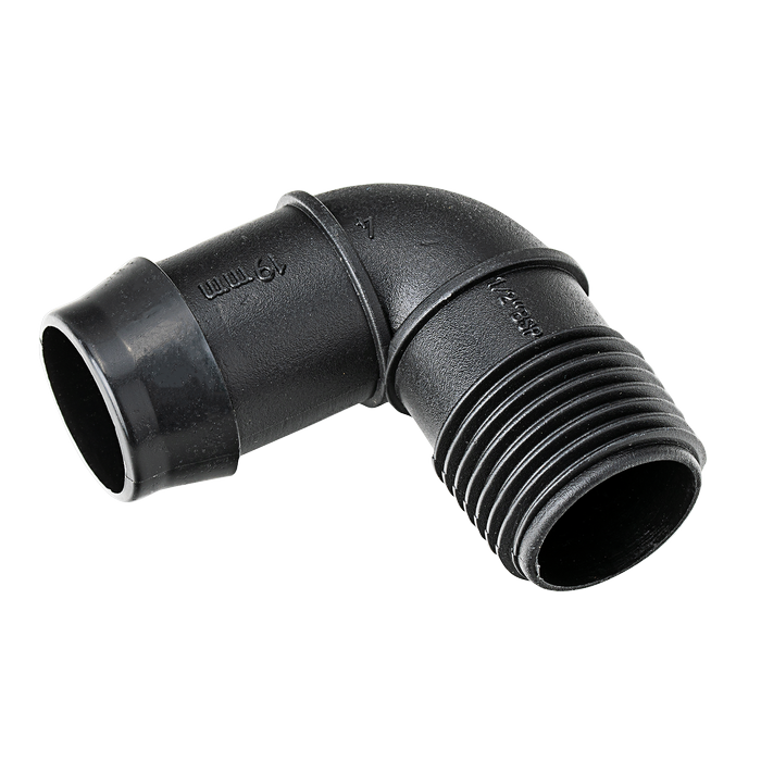 K-Rain 19mm Barbed Elbow × 15mm BSP Male - 10 Pack