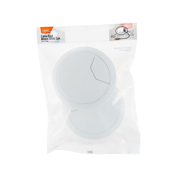 Taskmaster 80mm White Cable Duct - 2 Pack