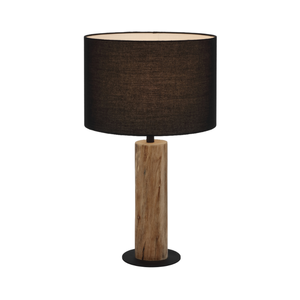 Telbix Chad Contemporary Table Desk Lamp Light Wood Metal Fabric Wood Black Matte