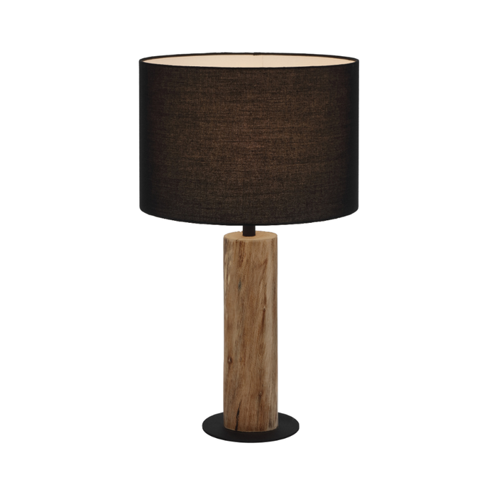 Telbix Chad Contemporary Table Desk Lamp Light Wood Metal Fabric Wood Black Matte