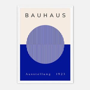 Galrie Bauhaus 1923 Exhibition Poster Iconic Geometric Art Print, White Frame, A2 42 x 60cm (16 x 24inch)