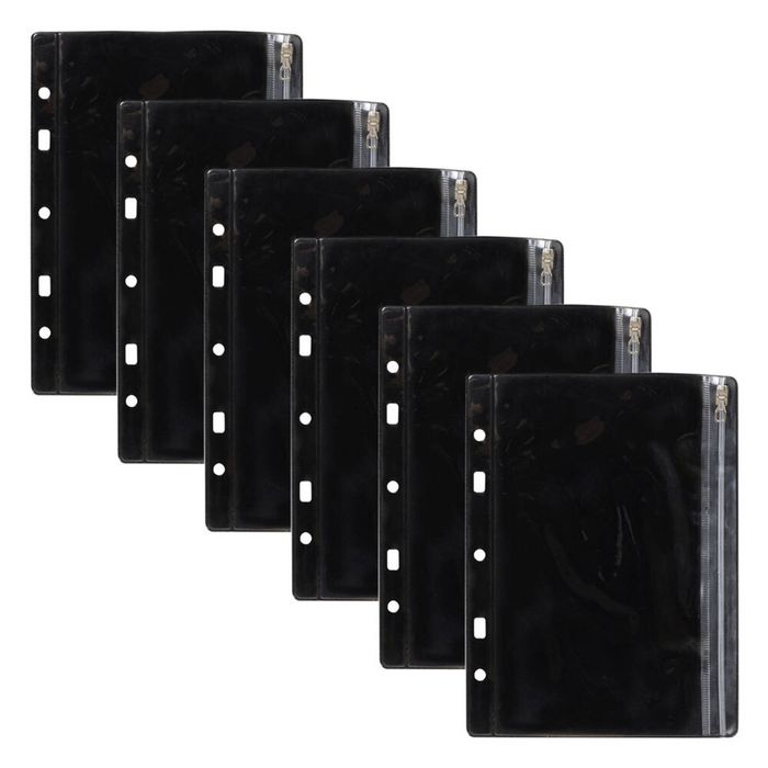 6pc Colourhide Bindermate A5 Pencil Case Insert Organiser For Binders Black