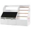 Costway Toy Organizer Bookshelf Blackboard 5 Hanging Rod 2 Drawer-White
