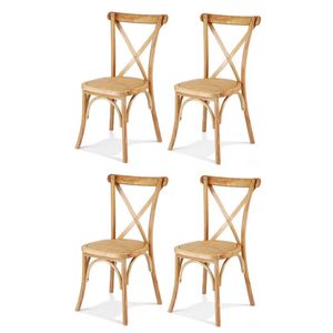 Artiss 4x Dining Chairs Rattan Wooden Chair