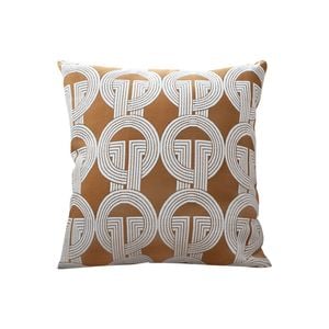 SOGA 50cm Brown Circular Chain Jacquard Throw Pillow