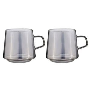 2pc Tempa Oaklyn Charcoal Glass Mugs 450ml