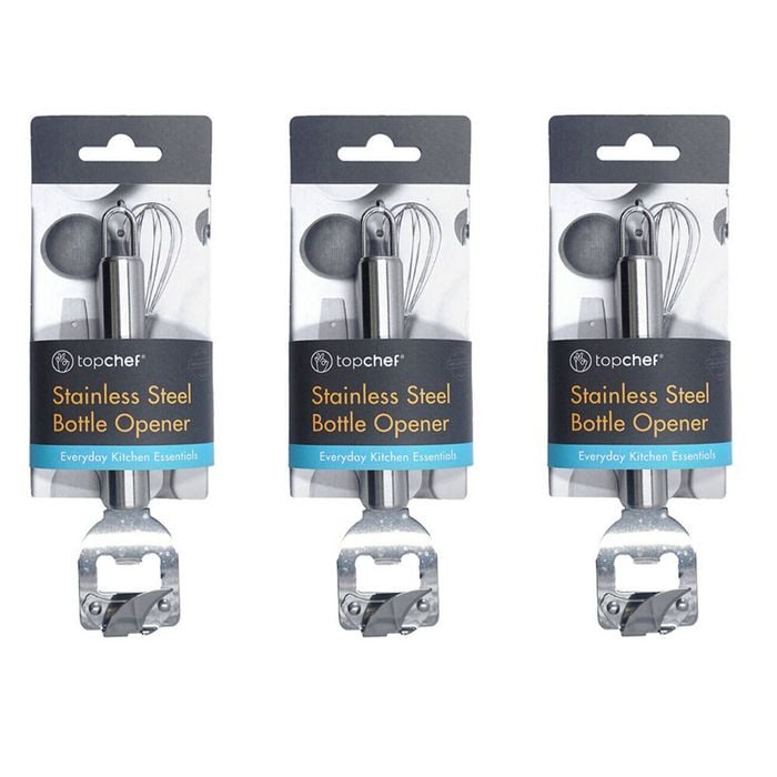3PK Topchef Stainless Steel Bottle Opener Kitchen Utensil 17cm Silver