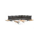 Venice Aluminium Corner Lounge with Built in Timber Side tables White