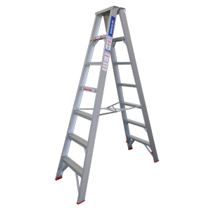 Indalex 2.1m 135kg Industrial Aluminium Tradesmen Double Sided Step Ladder