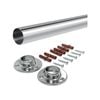 Italio 2.4m Chrome Round Wardrobe Rail