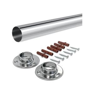 Italio 2.4m Chrome Round Wardrobe Rail