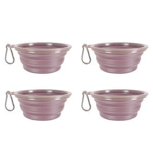4PK Ibiyaya Quick Bite Collapsible Travel Pet Bowl for Water Brown/Aubergine