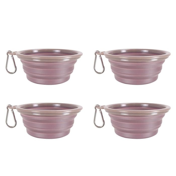 4PK Ibiyaya Quick Bite Collapsible Travel Pet Bowl for Water Brown/Aubergine