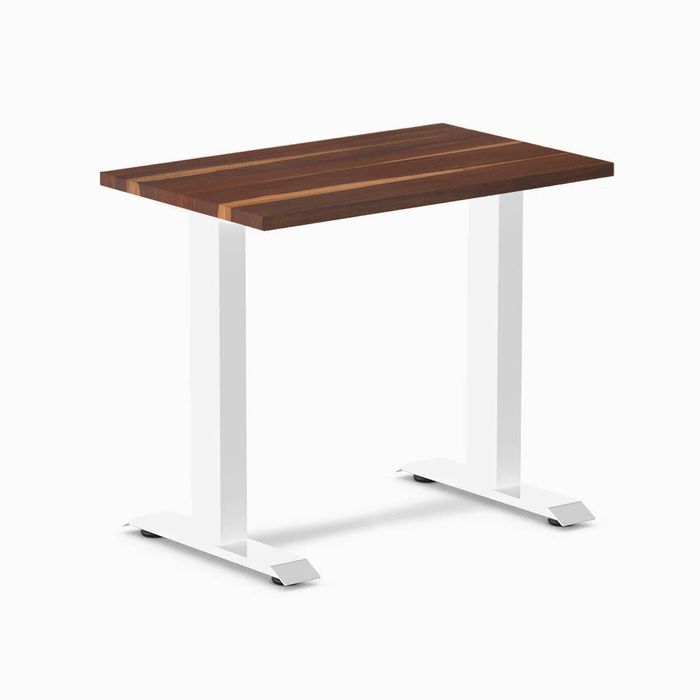 Desky Fixed Height Mini Hardwood Office Desk White Frame 80cm