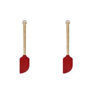 2pk Kitchenaid Birchwood Scraper Spatula Silicon Cooking Utensil Empire Red