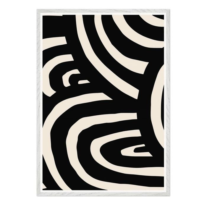 Galrie Stunning Modern Abstract Monochrome Line Art Print for Elegant Interior Home, White Frame, A1 60 x 84cm (23 x 33inch)