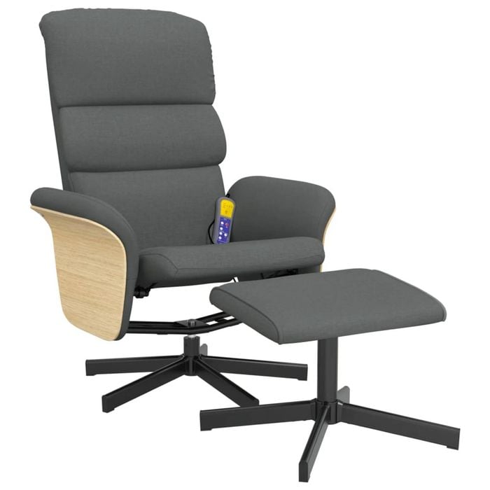 vidaXL Massage Recliner Chair with Footstool Single Sofa Dark Grey Fabric