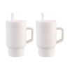 2pk Melii Silicone Toddler Easy-grip Handle Tumbler With Straw Ivory 265ml