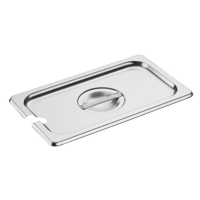 Vogue Stainless Steel Gastronorm Notched Lid 1/4 Size 265x162mm Commercial Kitchen Food Storage