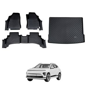 AUSGO Floor Mats & Boot Liner Set for Hyundai Kona Petrol SX2 Series 2023-Onwards Car Floor Liners Cargo Mat